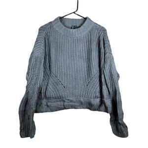 Moon & Madison Womens Sweater Green Open Knit Oversized Long Sleeve M